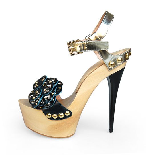 Gianmarco Lorenzi Clog Blue Flower Sandals